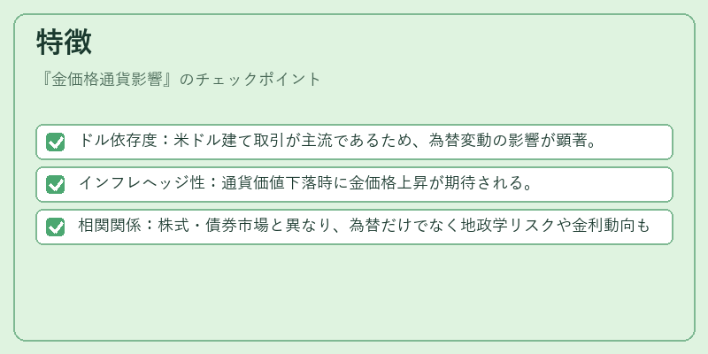 特徴（金価格通貨影響）の図解