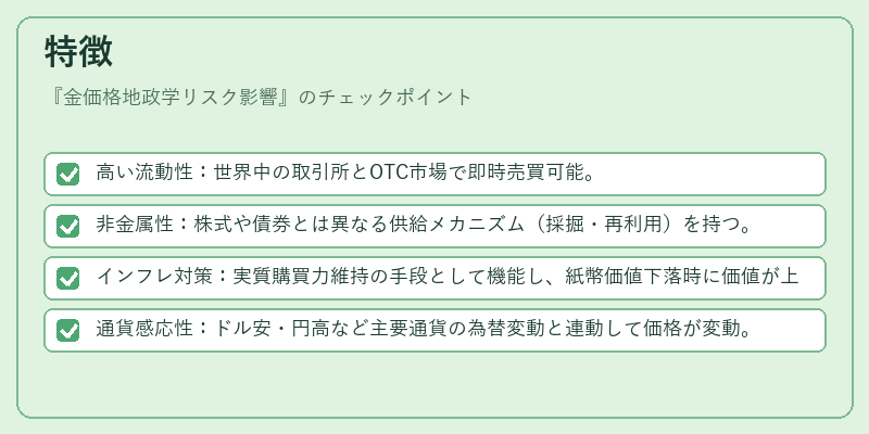 特徴（金価格地政学リスク影響）の図解