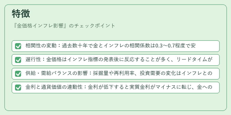 特徴（金価格インフレ影響）の図解