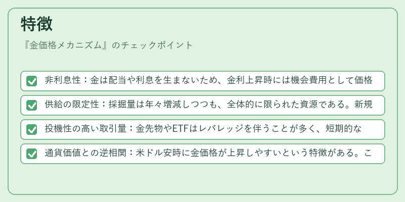 特徴（金価格メカニズム）の図解