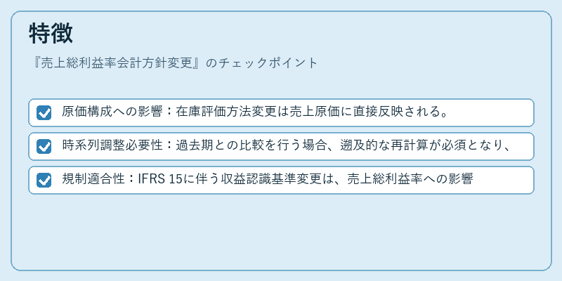 特徴（売上総利益率会計方針変更）の図解