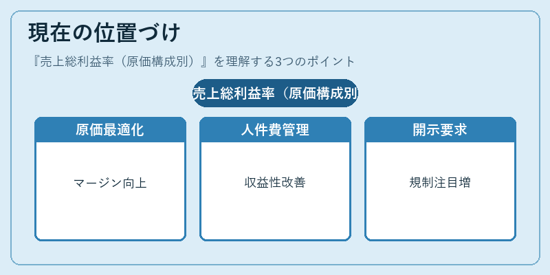 現在の位置づけ（売上総利益率（原価構成別））の図解