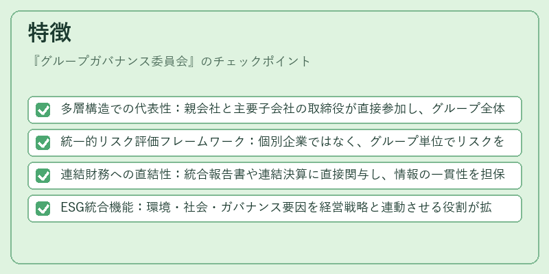 特徴（グループガバナンス委員会）の図解