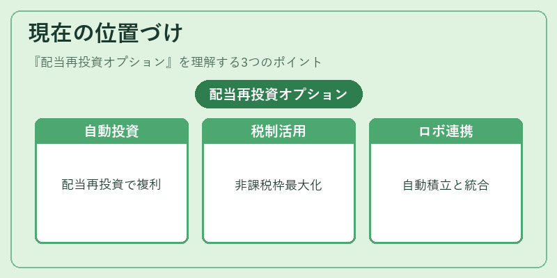 現在の位置づけ（配当再投資オプション）の図解