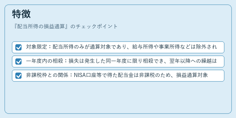 特徴（配当所得の損益通算）の図解