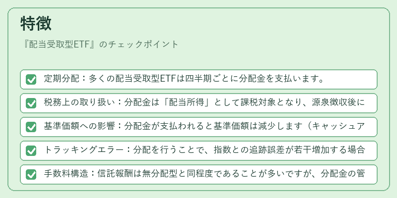 特徴（配当受取型ETF）の図解