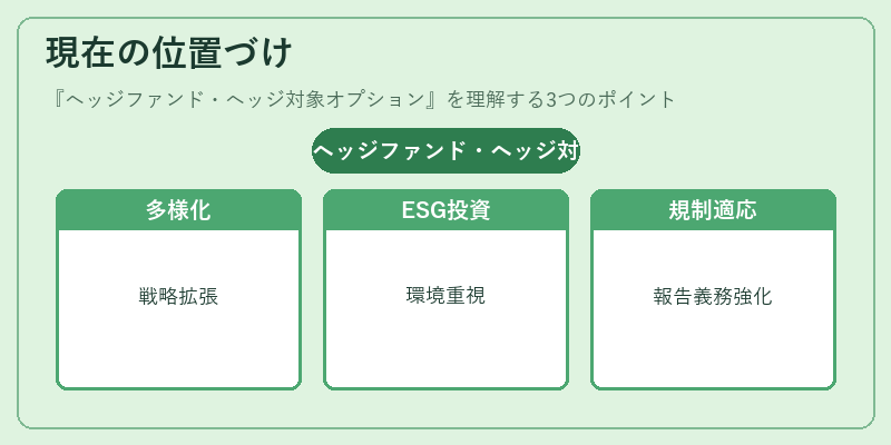 現在の位置づけ(ヘッジファンド・ヘッジ対象オプション)の図解