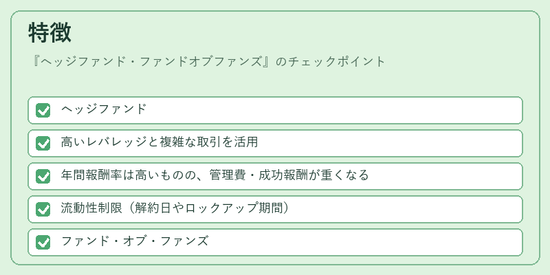 特徴（ヘッジファンド・ファンドオブファンズ）の図解