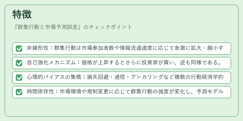 特徴（群集行動と市場予測誤差）の図解