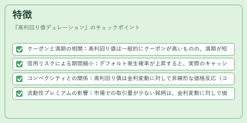 特徴（高利回り債デュレーション）の図解