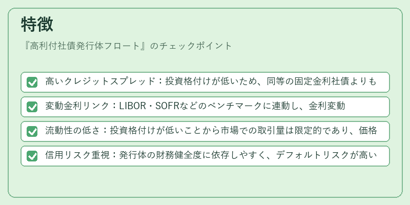 特徴（高利付社債発行体フロート）の図解