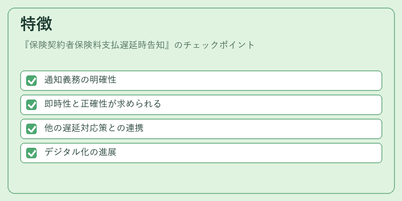 特徴（保険契約者保険料支払遅延時告知）の図解