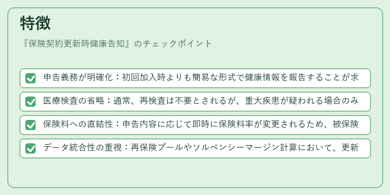 特徴（保険契約更新時健康告知）の図解