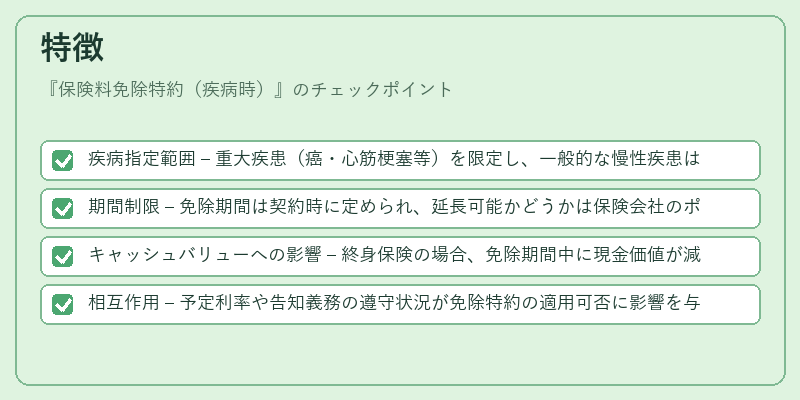特徴（保険料免除特約（疾病時））の図解