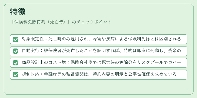 特徴（保険料免除特約（死亡時））の図解