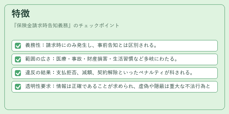 特徴(保険金請求時告知義務)の図解