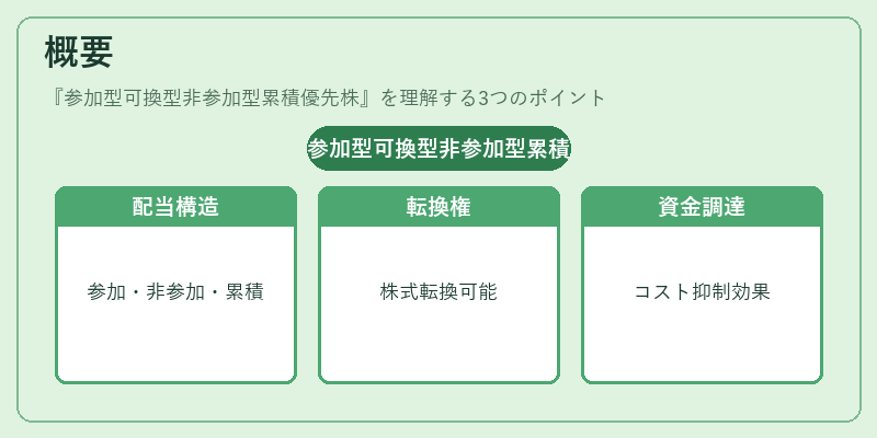 概要（参加型可換型非参加型累積優先株）の図解