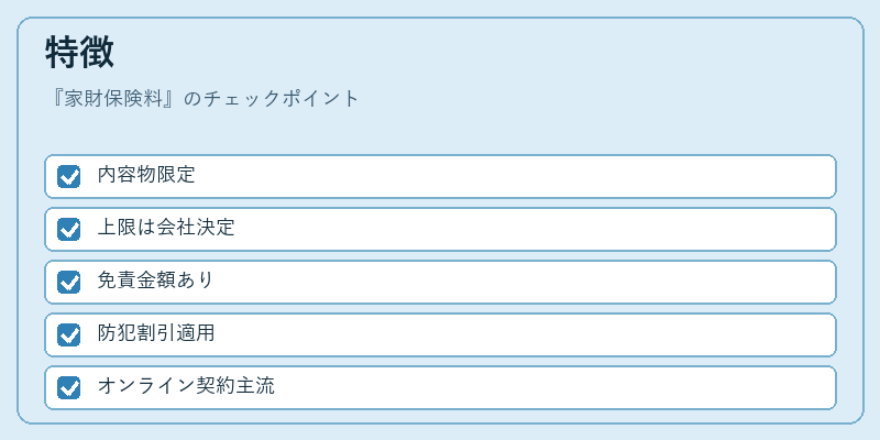 特徴（家財保険料）の図解