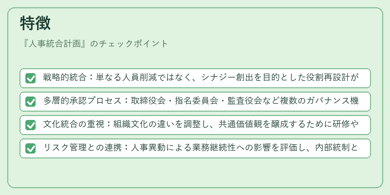 特徴（人事統合計画）の図解