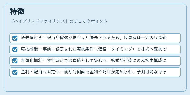 特徴（ハイブリッドファイナンス）の図解