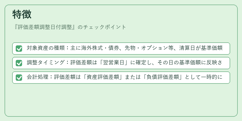 特徴(評価差額調整日付調整)の図解