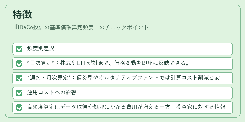 特徴（iDeCo投信の基準価額算定頻度）の図解