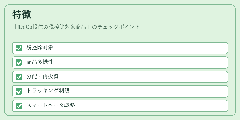 特徴（iDeCo投信の税控除対象商品）の図解