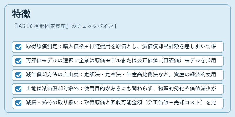 特徴（IAS 16 有形固定資産）の図解