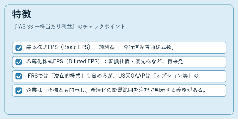 特徴（IAS 33 一株当たり利益）の図解