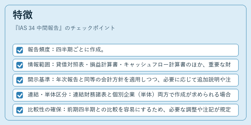 特徴（IAS 34 中間報告）の図解
