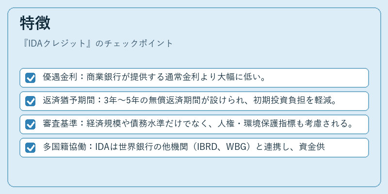 特徴（IDAクレジット）の図解