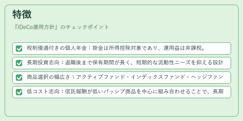 特徴（iDeCo運用方針）の図解