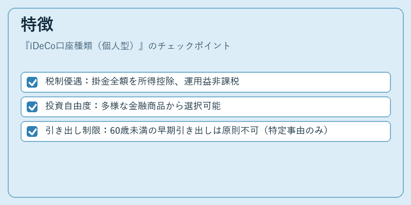 特徴(iDeCo口座種類(個人型))の図解