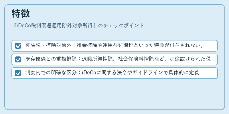 特徴（iDeCo税制優遇適用除外対象所得）の図解