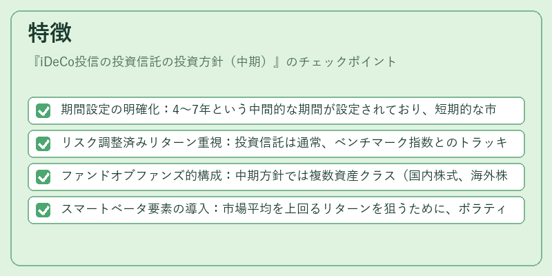 特徴（iDeCo投信の投資信託の投資方針（中期））の図解