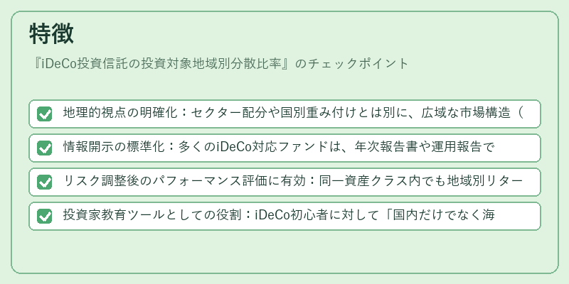 特徴（iDeCo投資信託の投資対象地域別分散比率）の図解