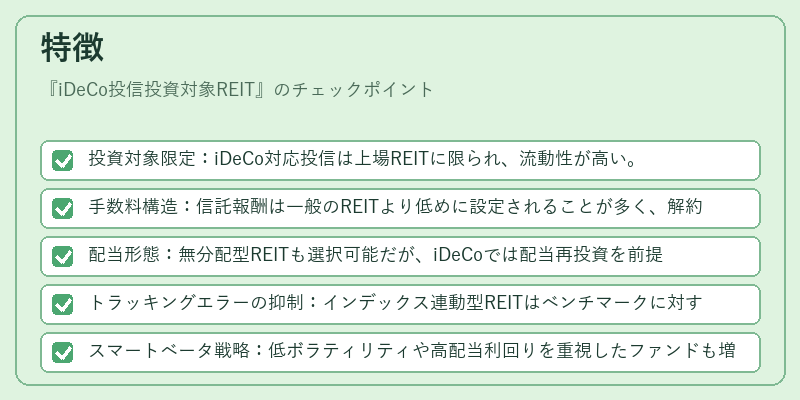 特徴（iDeCo投信投資対象REIT）の図解