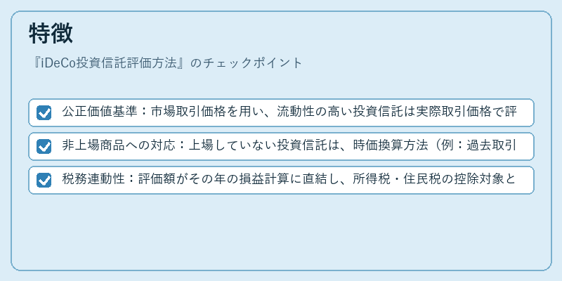 特徴（iDeCo投資信託評価方法）の図解