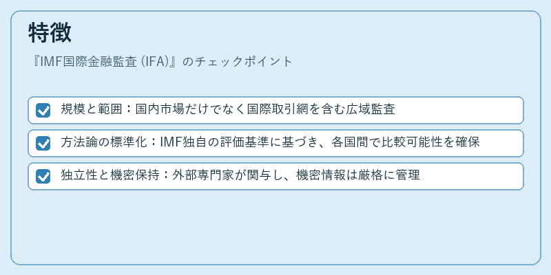 特徴（IMF国際金融監査 (IFA)）の図解