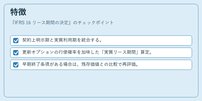 特徴（IFRS 16 リース期間の決定）の図解