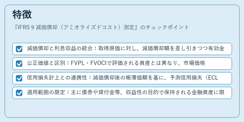 特徴（IFRS 9 減価償却（アミオライズドコスト）測定）の図解