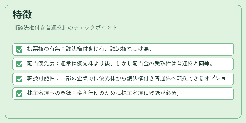 特徴（議決権付き普通株）の図解
