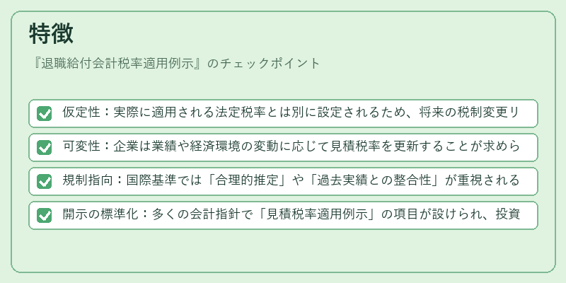 特徴（退職給付会計税率適用例示）の図解