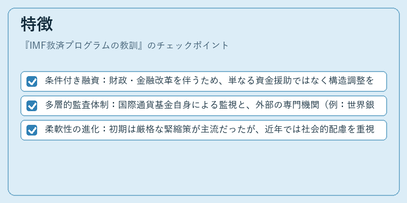 特徴（IMF救済プログラムの教訓）の図解