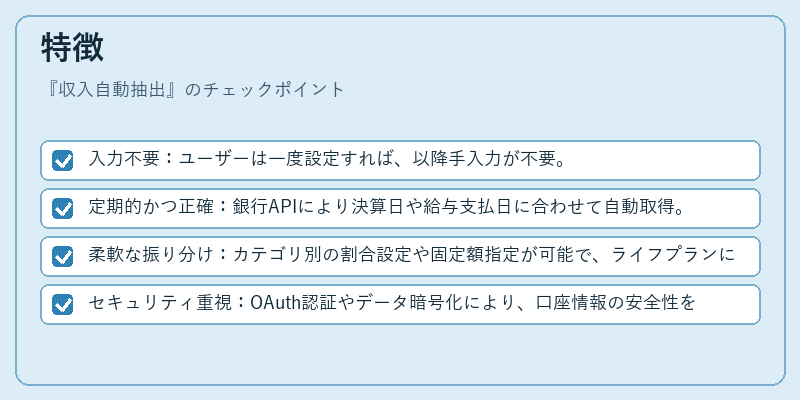 特徴（収入自動抽出）の図解