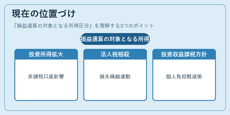 現在の位置づけ（損益通算の対象となる所得区分）の図解