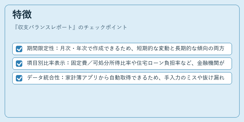 特徴(収支バランスレポート)の図解