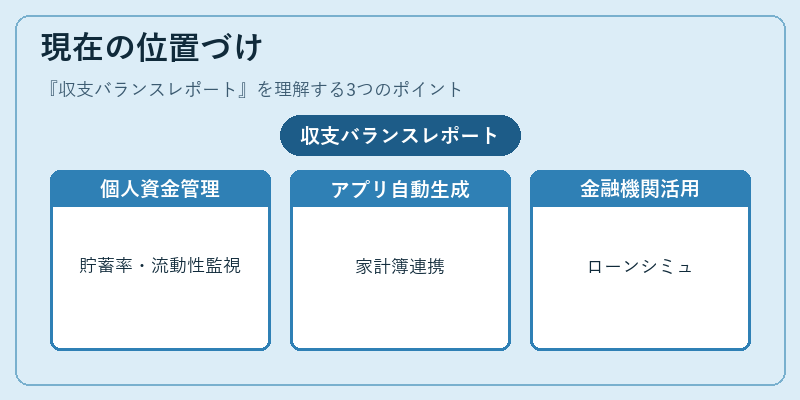 現在の位置づけ(収支バランスレポート)の図解