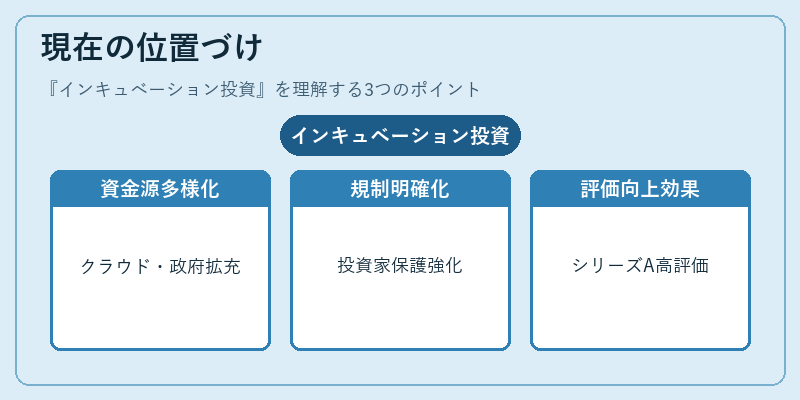 現在の位置づけ（インキュベーション投資）の図解