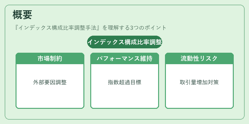 概要（インデックス構成比率調整手法）の図解
